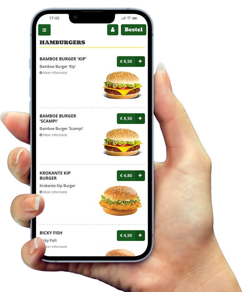 Voorbeeld van onze app op smartphone Voorbeeld van onze app op smartphone